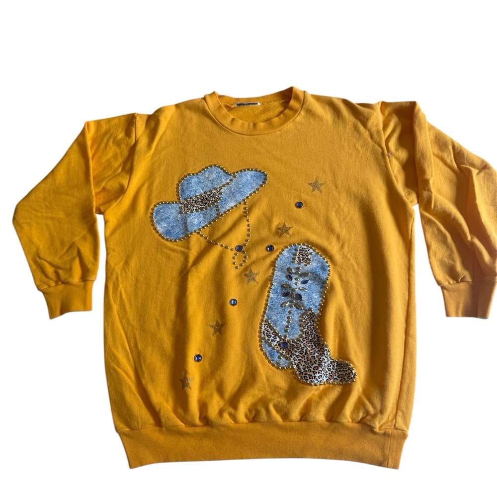 Western Sweatshirt with Cowgirl Hat‎ and Boot Design Women’s size Large